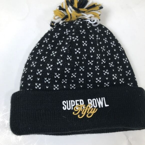 NFL Carolina Panthers Super Bowl 50 Football Winter Pom Toboggan Hat - Picture 6 of 6